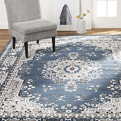 Home Dynamix Premium Sakarya Traditional Medallion Area Rug, Blue/Ivory, 7'8"x10'7"