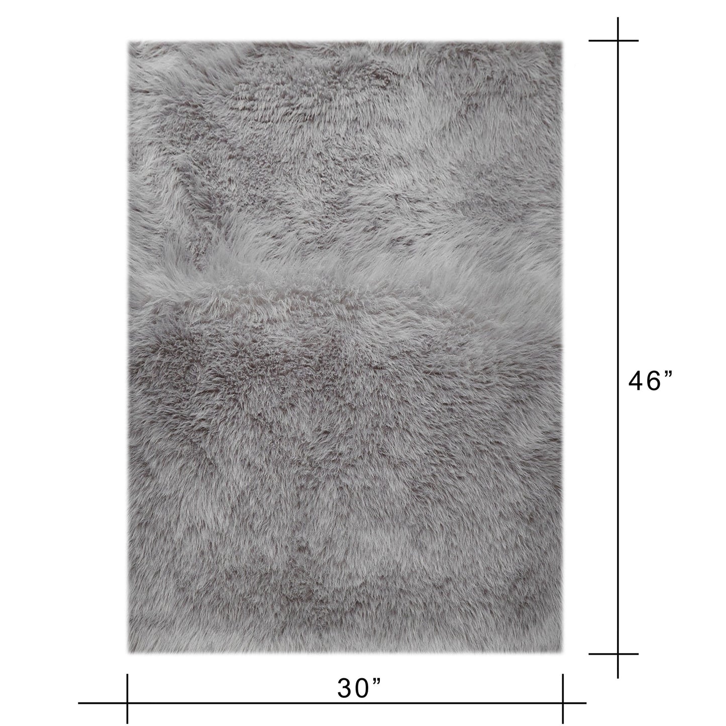 Mainstays Grey Faux Fur Non-Skid Fluffy Floor Rug for living room , 30"x46"