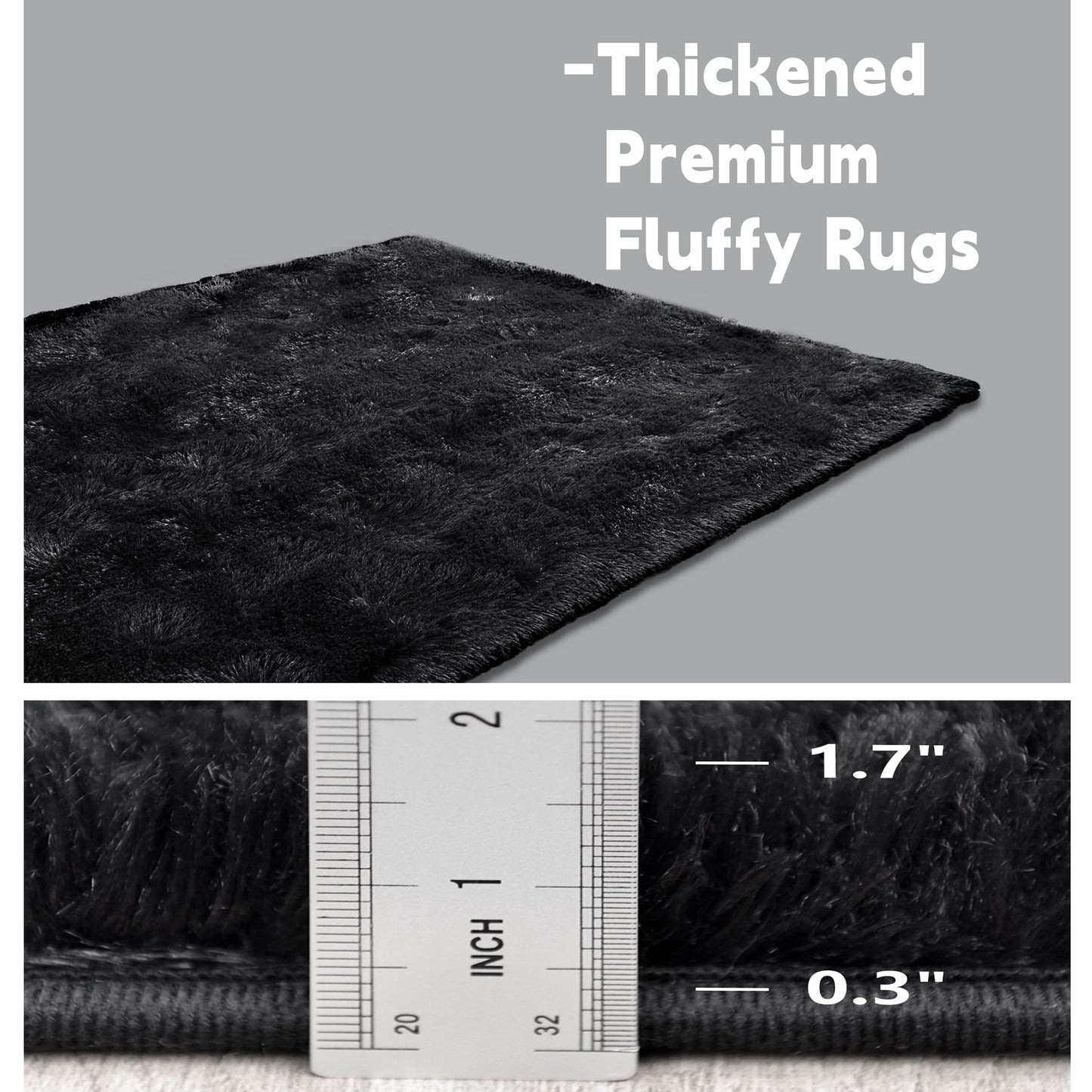 4'x6' Black Fuzzy Area Rug,Soft Cozy Rug for Living Room, Bedroom ,Thick Pile Rug Indoor,Shaggy Floor Carpet