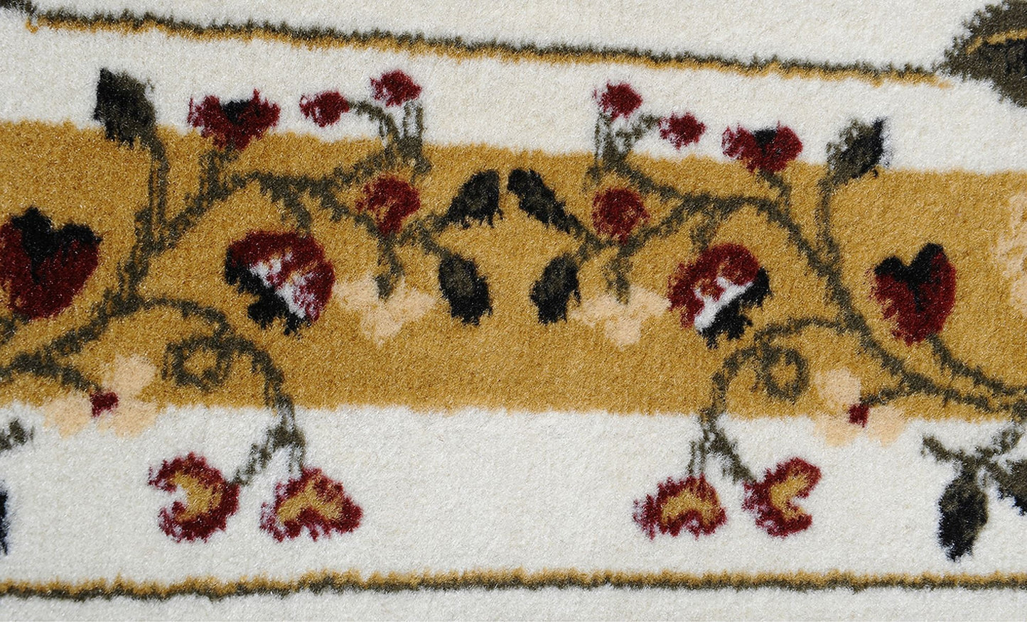 Traditional European Ivory Floral Bordered Medallion Garden Area Rug - Actual 1' 7" x 2' 9"