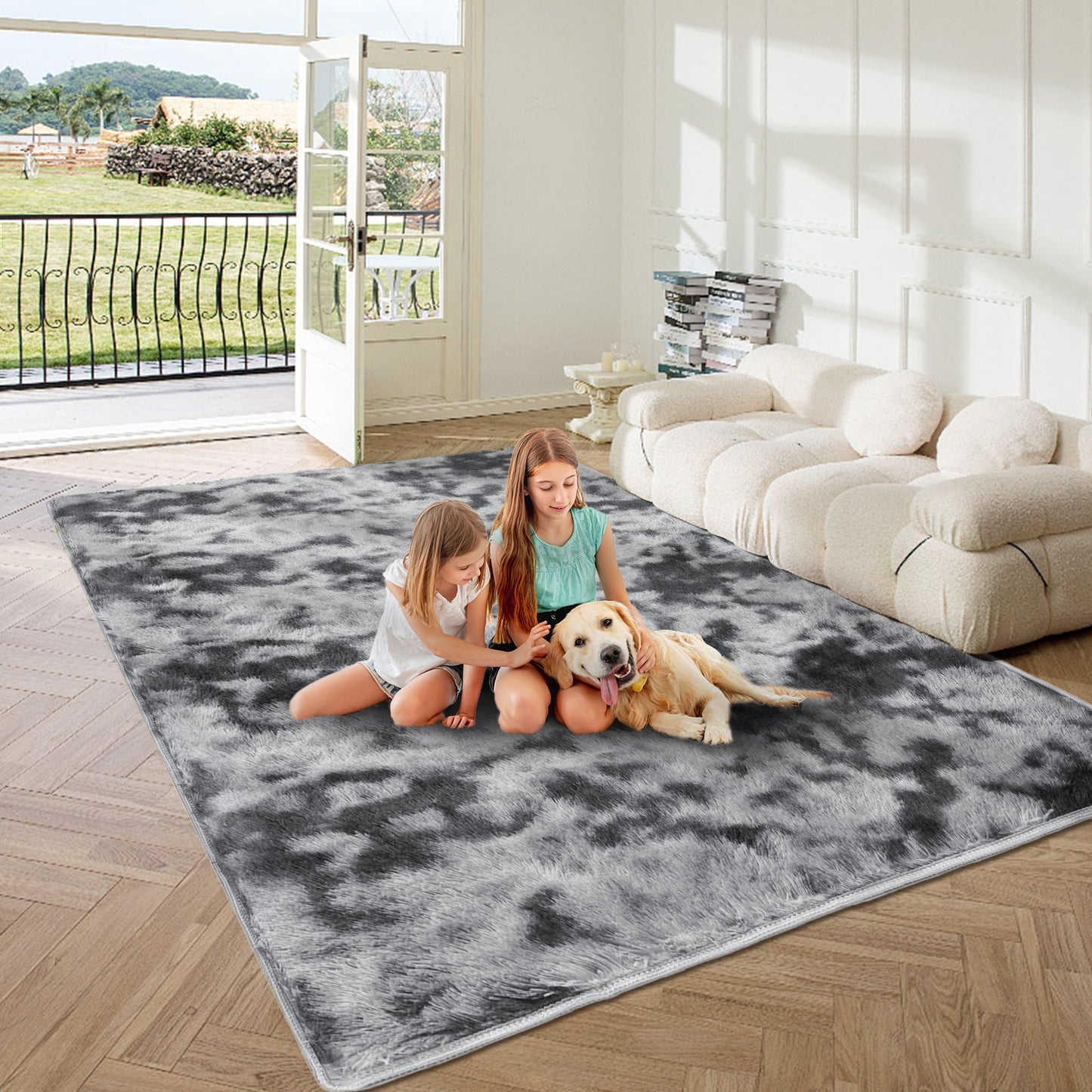 YEERSWAG Fluffy Area Rugs ,4'x6' Soft Rug Indoor Modern Area Rugs for Living Room Bedroom Carpet Home Decor