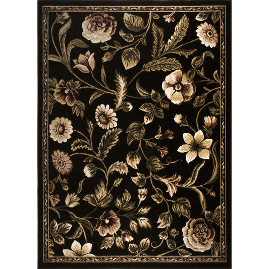 Home Dynamix Optimum Amell Traditional Floral Area Rug, Black/Green, 7'10" Round