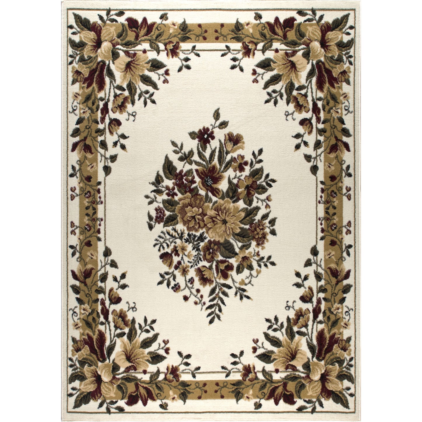 Home Dynamix Optimum Caspian French Country Floral Runner Area Rug, Ivory/Green, 1'9"x7'2"