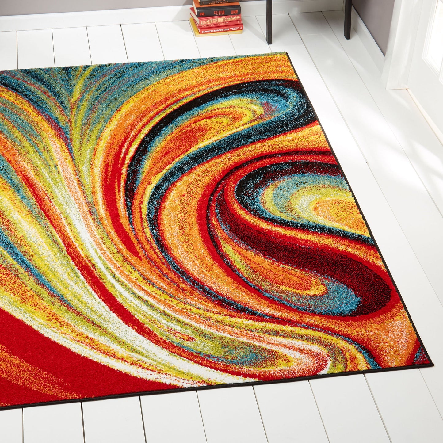 Home Dynamix Splash Adja Indoor Contemporary Abstract Swirl Area Rug, Red/Blue, 19.6"x31.5"