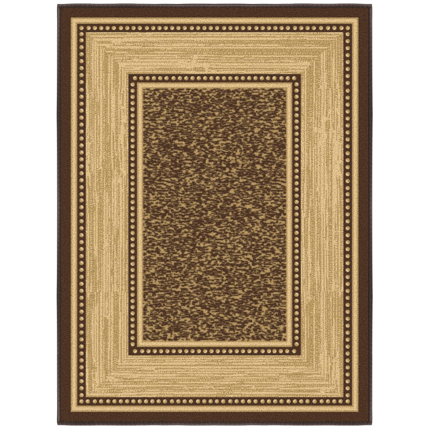 Ottomanson Machine Washable Non-Slip Rubberback Bordered 2x3 Indoor Area Rug, 2'3" x 3', Brown