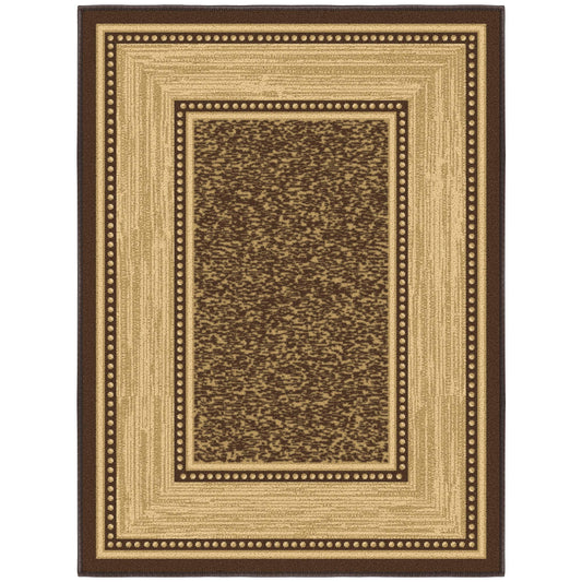 Ottomanson Machine Washable Non-Slip Rubberback Bordered 2x3 Indoor Area Rug, 2'3" x 3', Brown