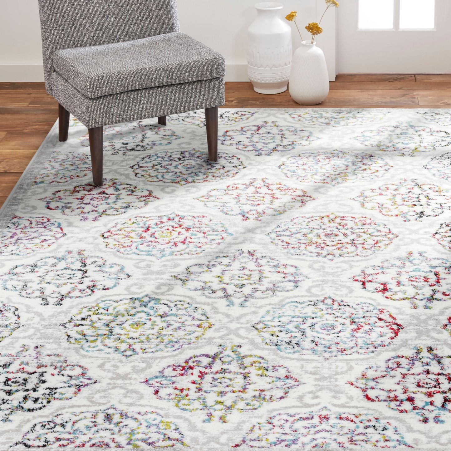 Home Dynamix Boho Andorra Area Rug, Ivory/Pink, 7'9"x10'2"