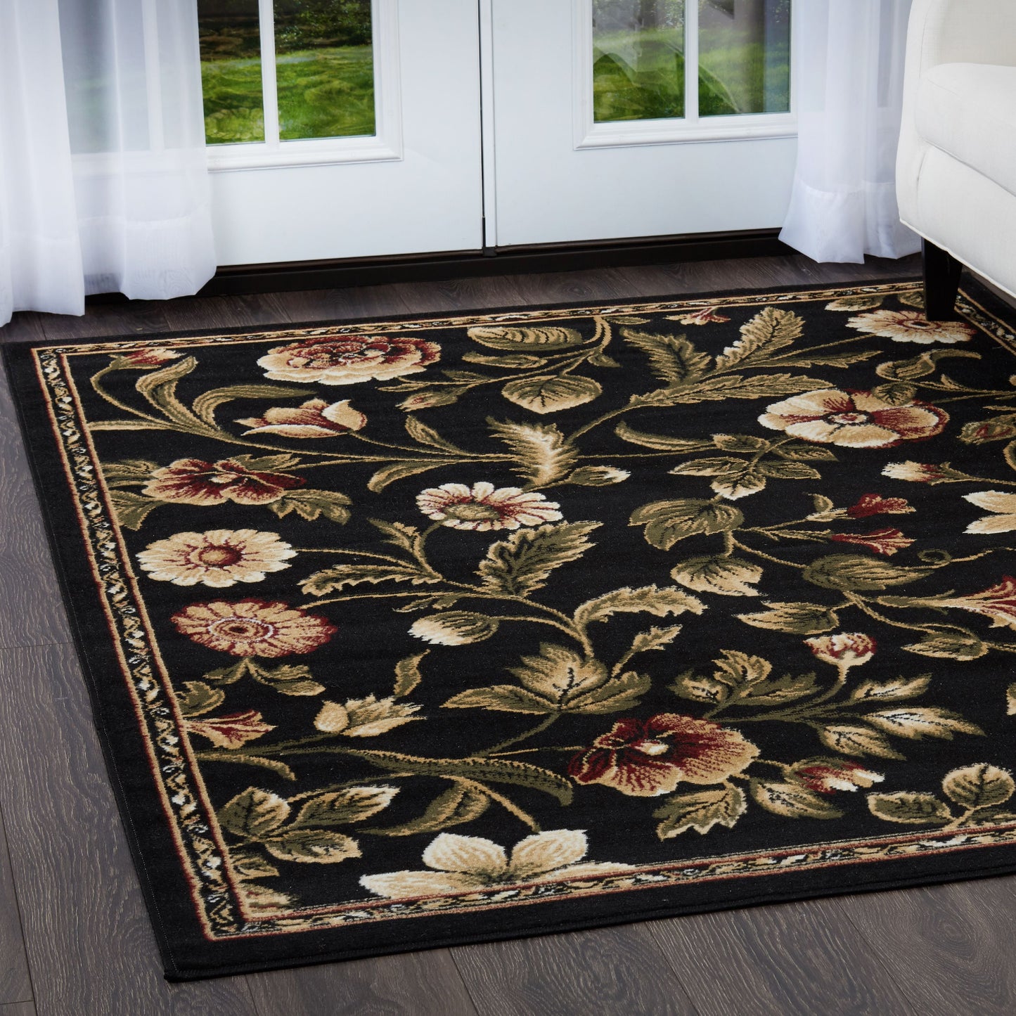 Home Dynamix Optimum Amell Traditional Floral Area Rug, Black/Green, 7'10" Round